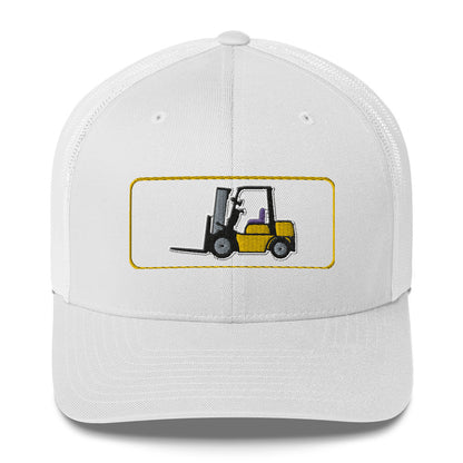 Yellow Forklift Embroidered Trucker Cap