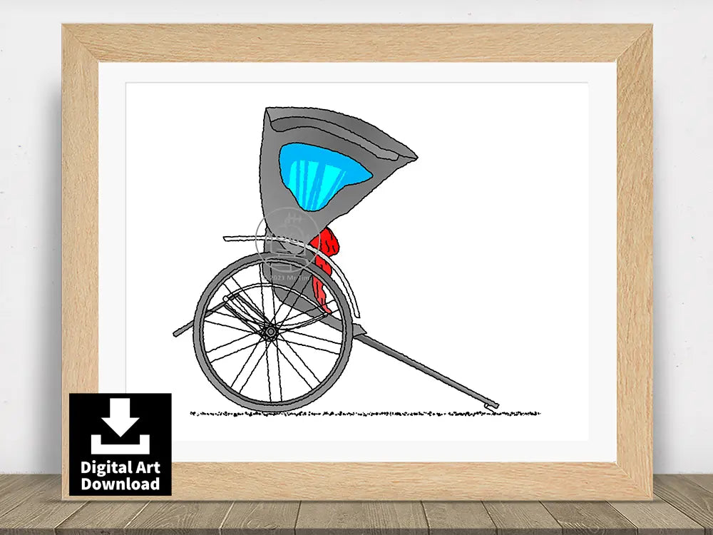 Rickshaw – Kamakura, Kanagawa, Japan - Digital Illustration Download (E040)