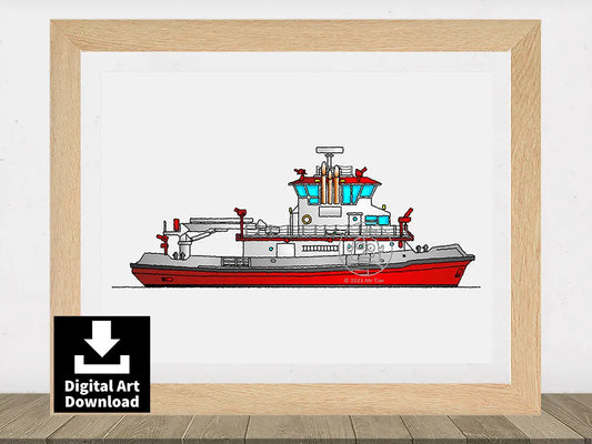 San Francisco Fireboat – 88-Foot NFPA Type II Digital Illustration (E068)