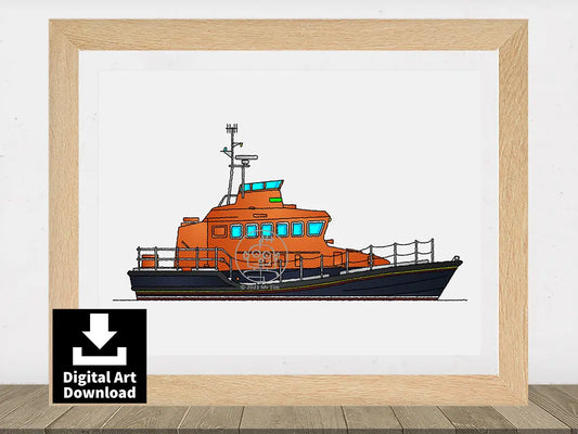 Severn Class Lifeboat – RNLI Fleet - Digital Illustration Download (E062)