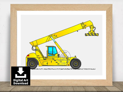 Shipping Container Lift Crane – Digital Illustration Download (E092)