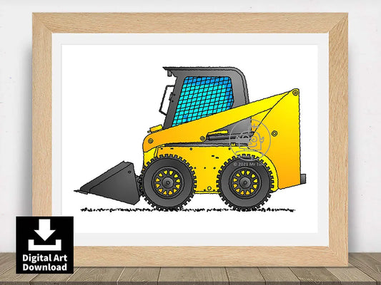 Skid Steer Loader – Digital Illustration Download (E127)