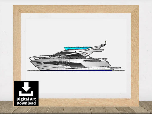 Super Yacht – Luxury Mega Yacht - Digital Illustration Download (E057)