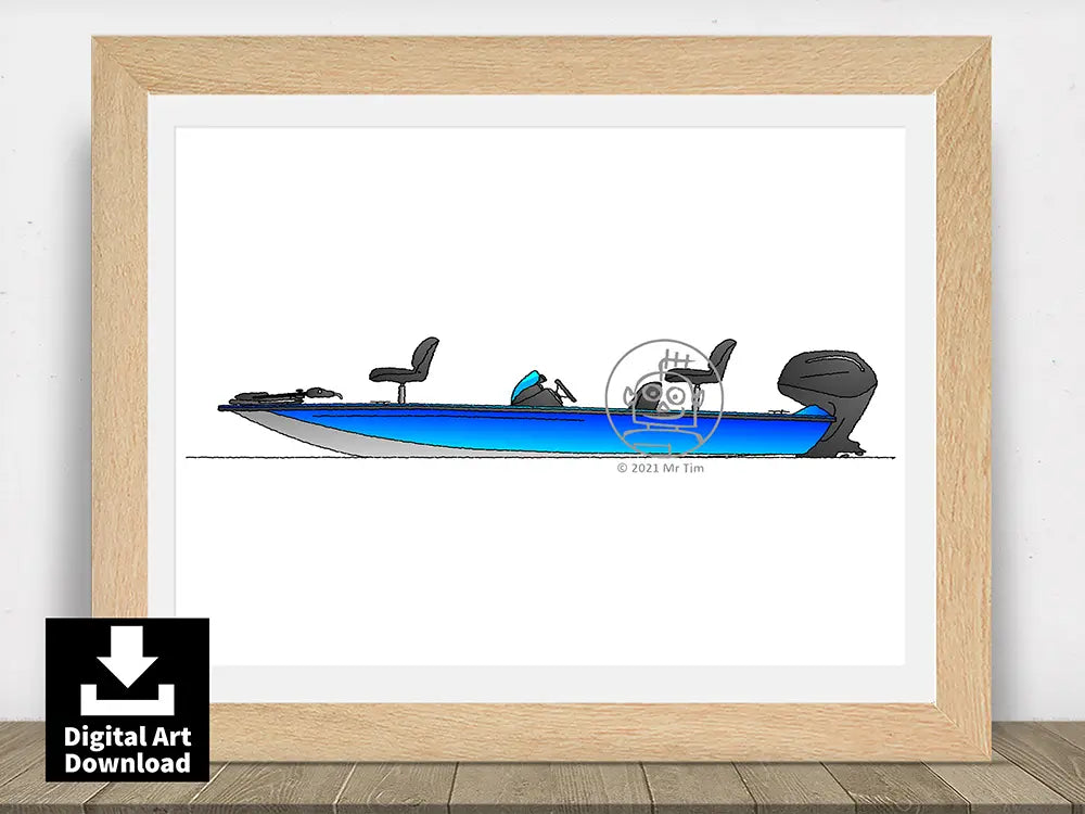 TRACKER Mod V Aluminum Bass Boat – Blue Hull Digital Illustration Download (E119)