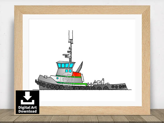 Tug Boat – Digital Illustration Download (E047)