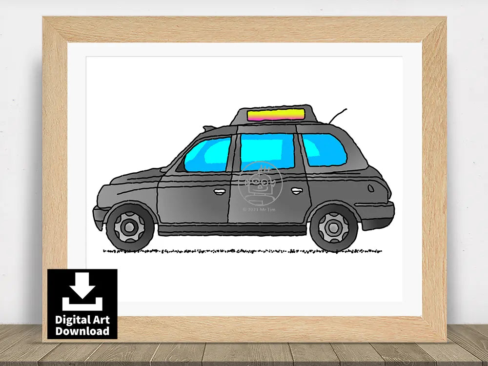 UK Black Cab Taxi – Digital Illustration Download (E039)