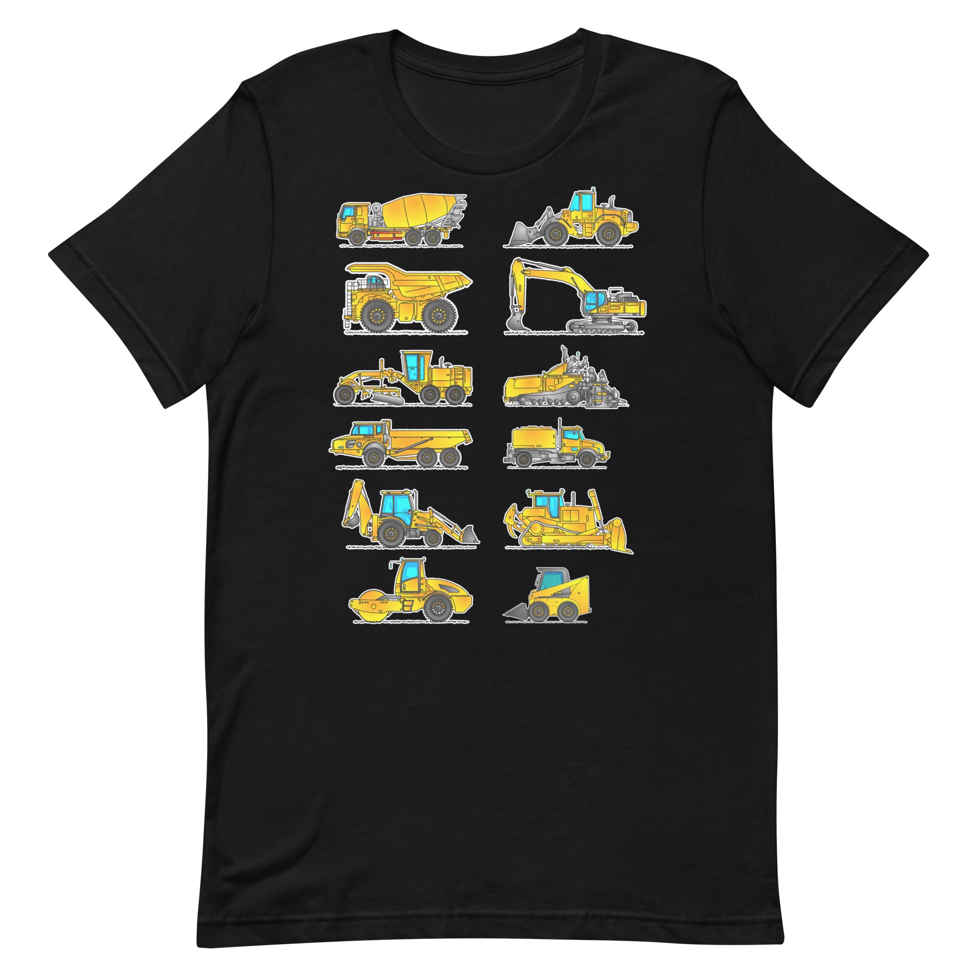 Construction Vehicles T-Shirt. Excavator Asphalt Paver Grader