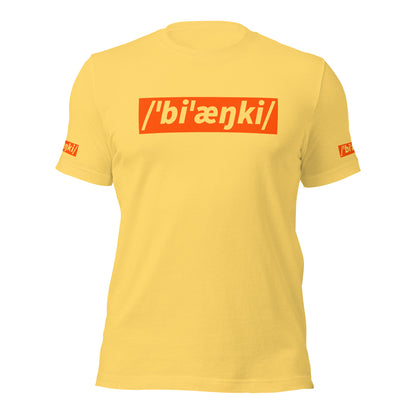 Bianchi Bicycle T-Shirt, Adult Cyclist, Phonetic Spelling