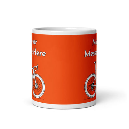 Personalised Sir Velo Bike Mug, Cyclist Orange