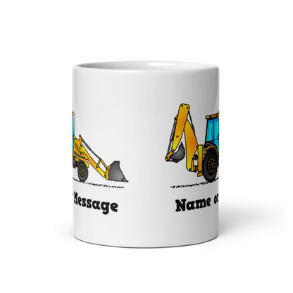 Personalized Yellow Backhoe Mug