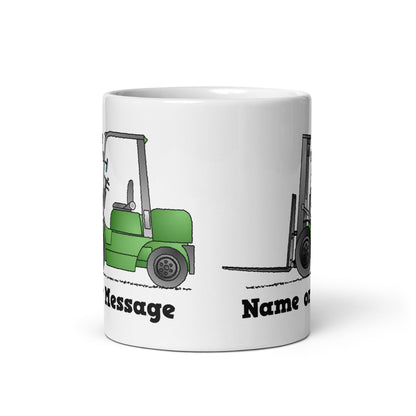 Personalized Green Forklift Truck Mug