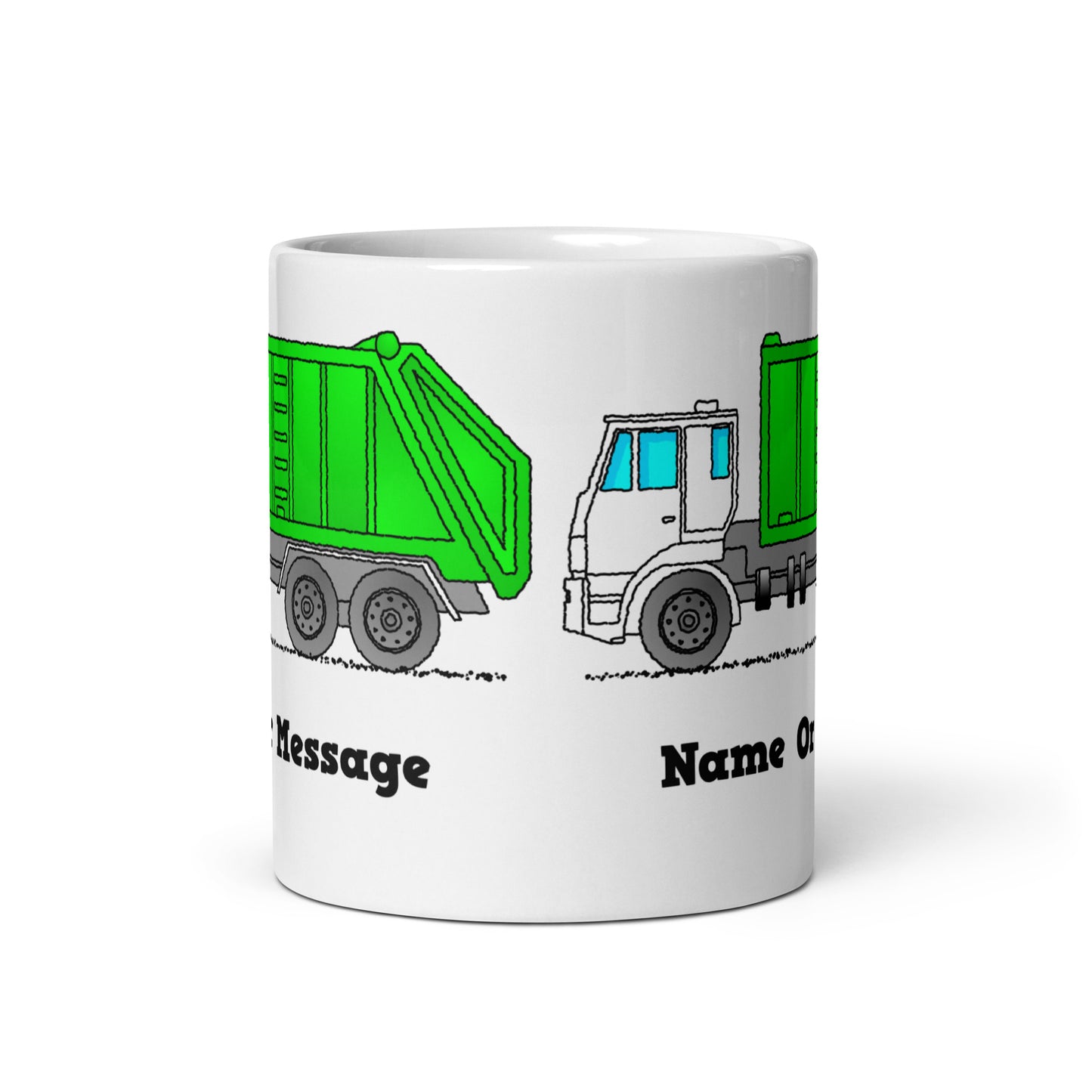 Personalized Green Garbage Truck Mug