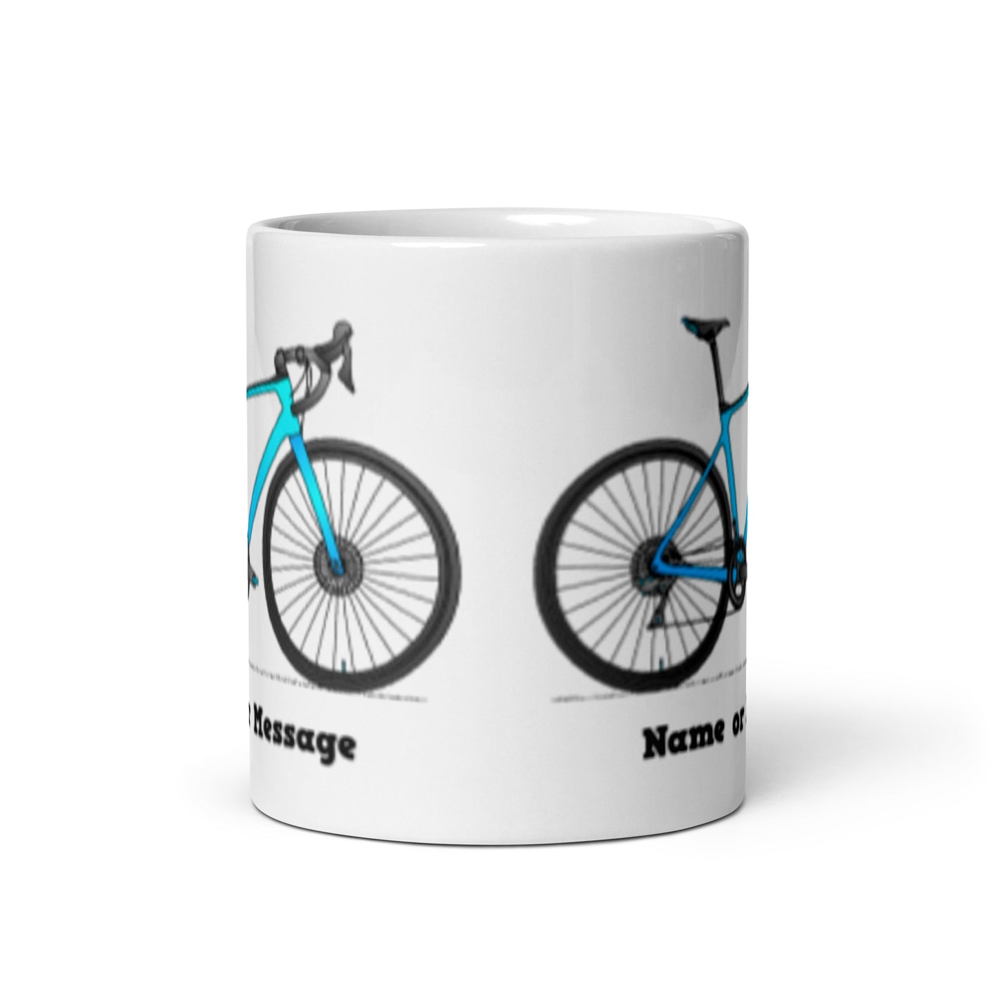 Ceramic Mug with Custom Bicycle Illustration, and Name or Message