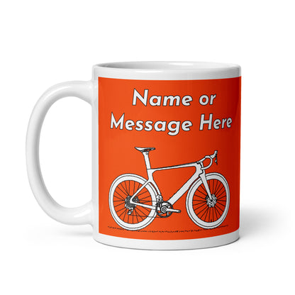 Personalised Sir Velo Bike Mug, Cyclist Orange