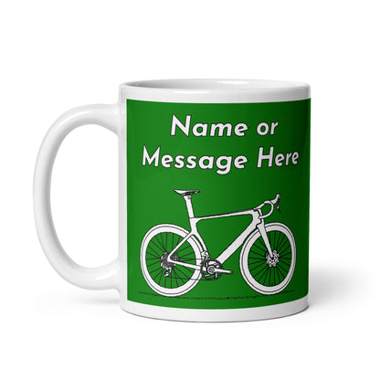 Personalised Sir Velo Bike Mug, Cyclist Green