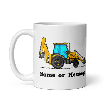 Personalized Yellow Backhoe Mug