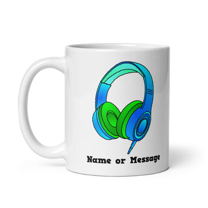 Personalized Blue DJ Headphones Mug