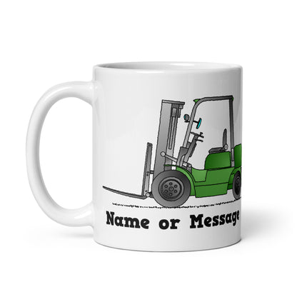 Personalized Green Forklift Truck Mug