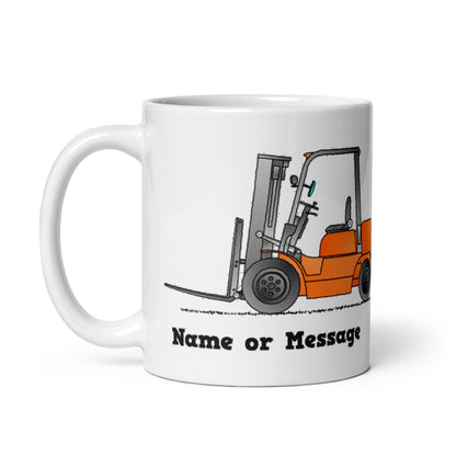 Personalized Orange Forklift Truck Mug