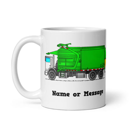 Personalized Green Garbage Truck Mug