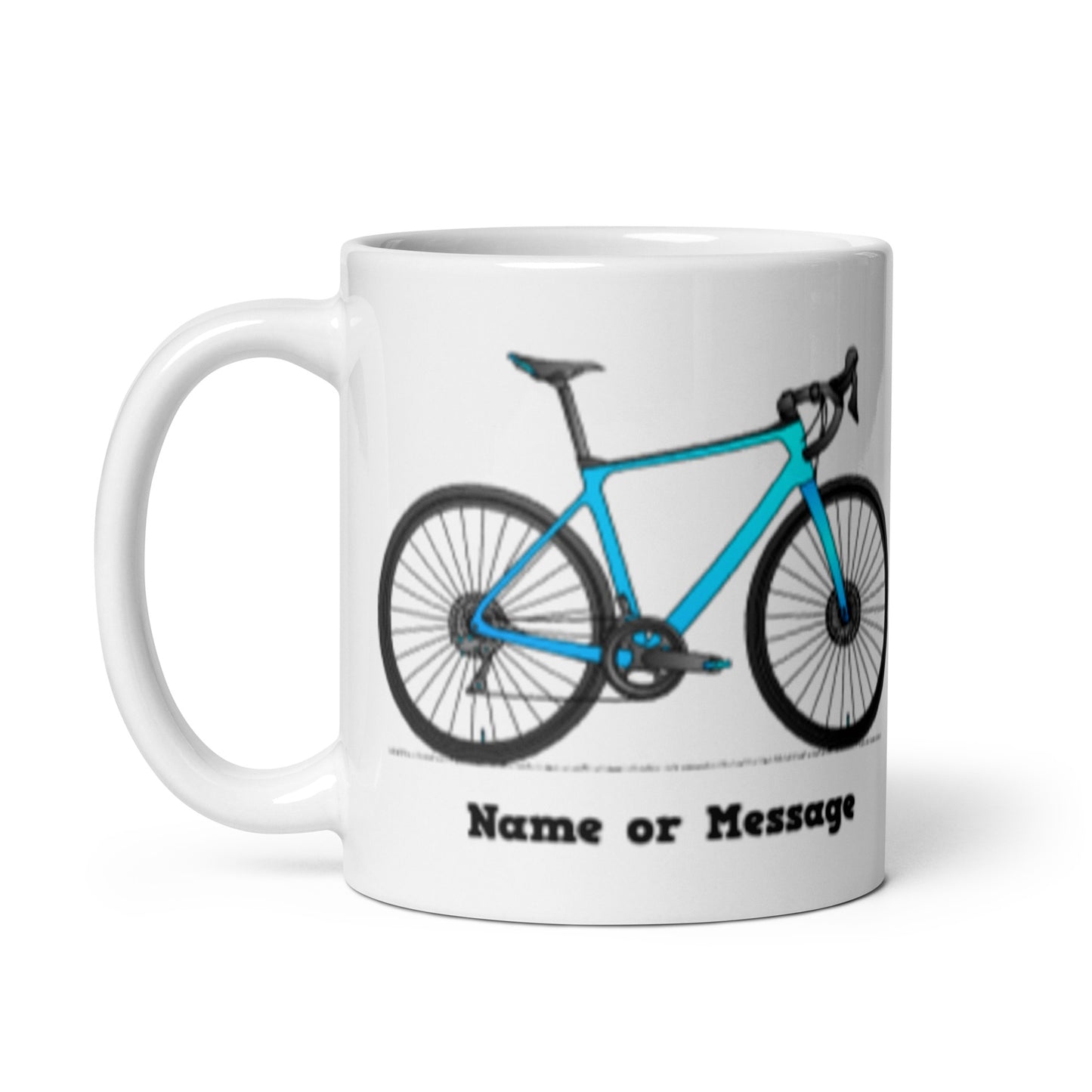 Ceramic Mug with Custom Bicycle Illustration, and Name or Message