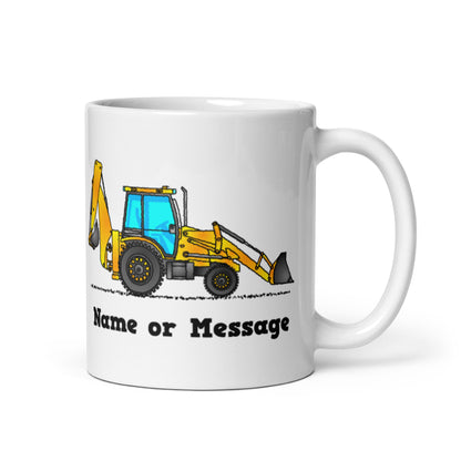 Personalized Yellow Backhoe Mug