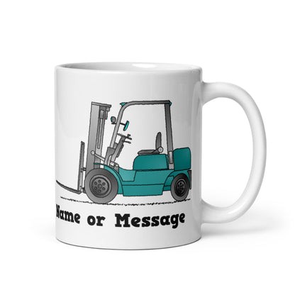 Personalized Blue Forklift Truck Mug