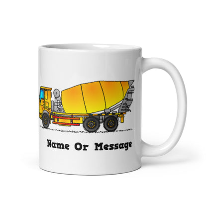 Personalized Yellow Concrete Mixer Mug