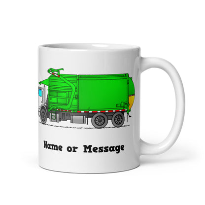 Personalized Green Garbage Truck Mug