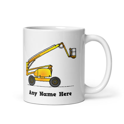 Personalized Yellow Boom Lift Mug