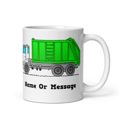 Personalized Green Garbage Truck Mug