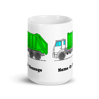 Green Garbage Truck Mug, Personalized