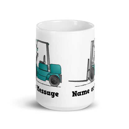 Personalized Blue Forklift Truck Mug