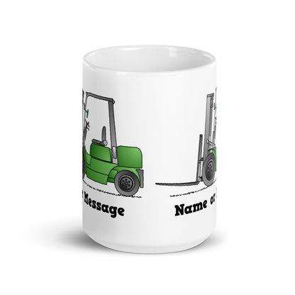 Personalized Green Forklift Truck Mug