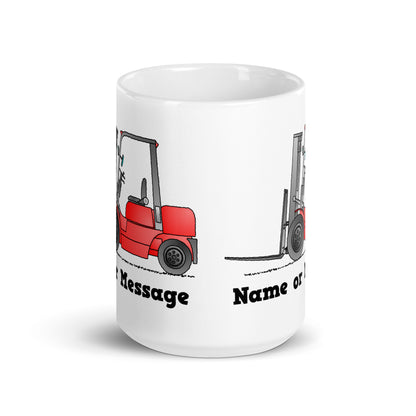 Personalized Red Forklift Truck Mug