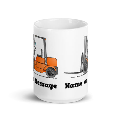 Personalized Orange Forklift Truck Mug