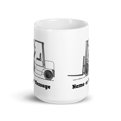 Personalized White Forklift Truck Mug