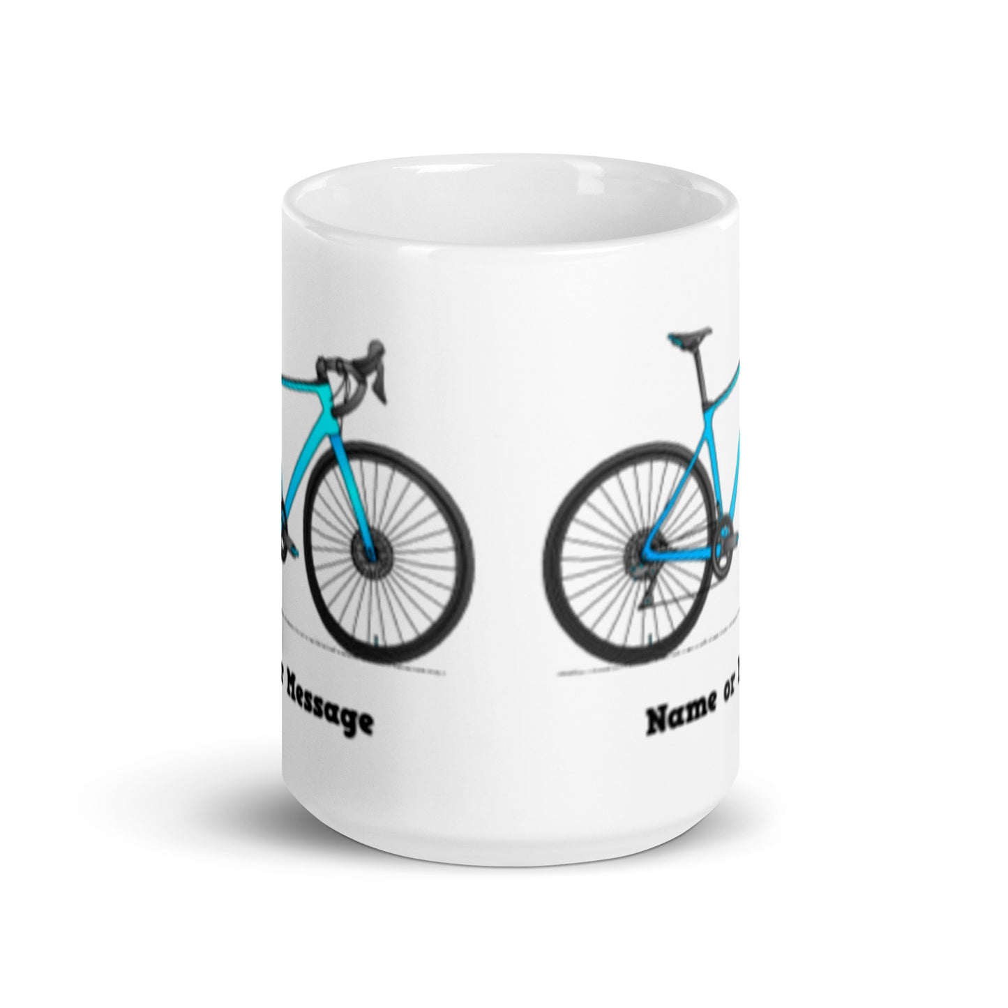 Ceramic Mug with Custom Bicycle Illustration, and Name or Message