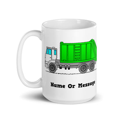 Green Garbage Truck Mug, Personalized