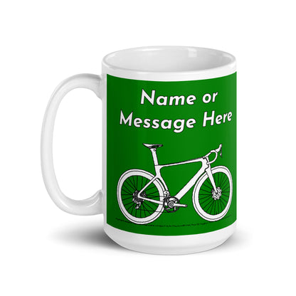 Personalised Sir Velo Bike Mug, Cyclist Green