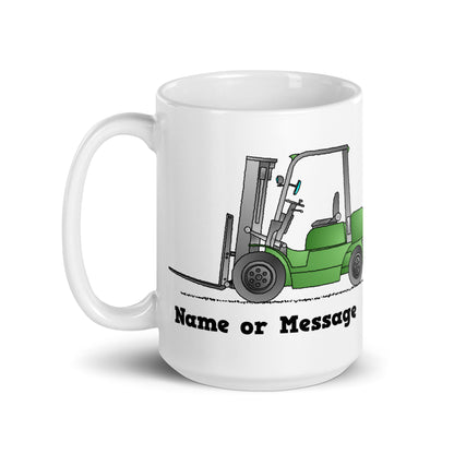 Personalized Green Forklift Truck Mug