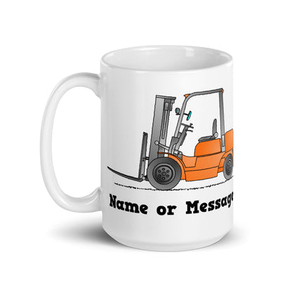 Personalized Orange Forklift Truck Mug