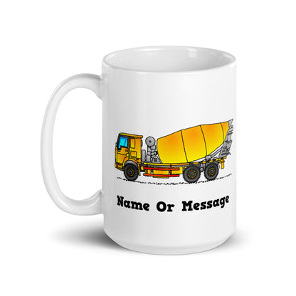 Personalized Yellow Concrete Mixer Mug