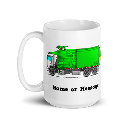 Personalized Green Garbage Truck Mug