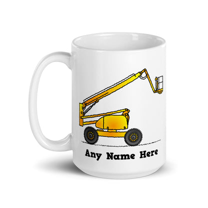 Personalized Yellow Boom Lift Mug