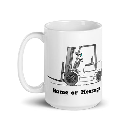 Personalized White Forklift Truck Mug