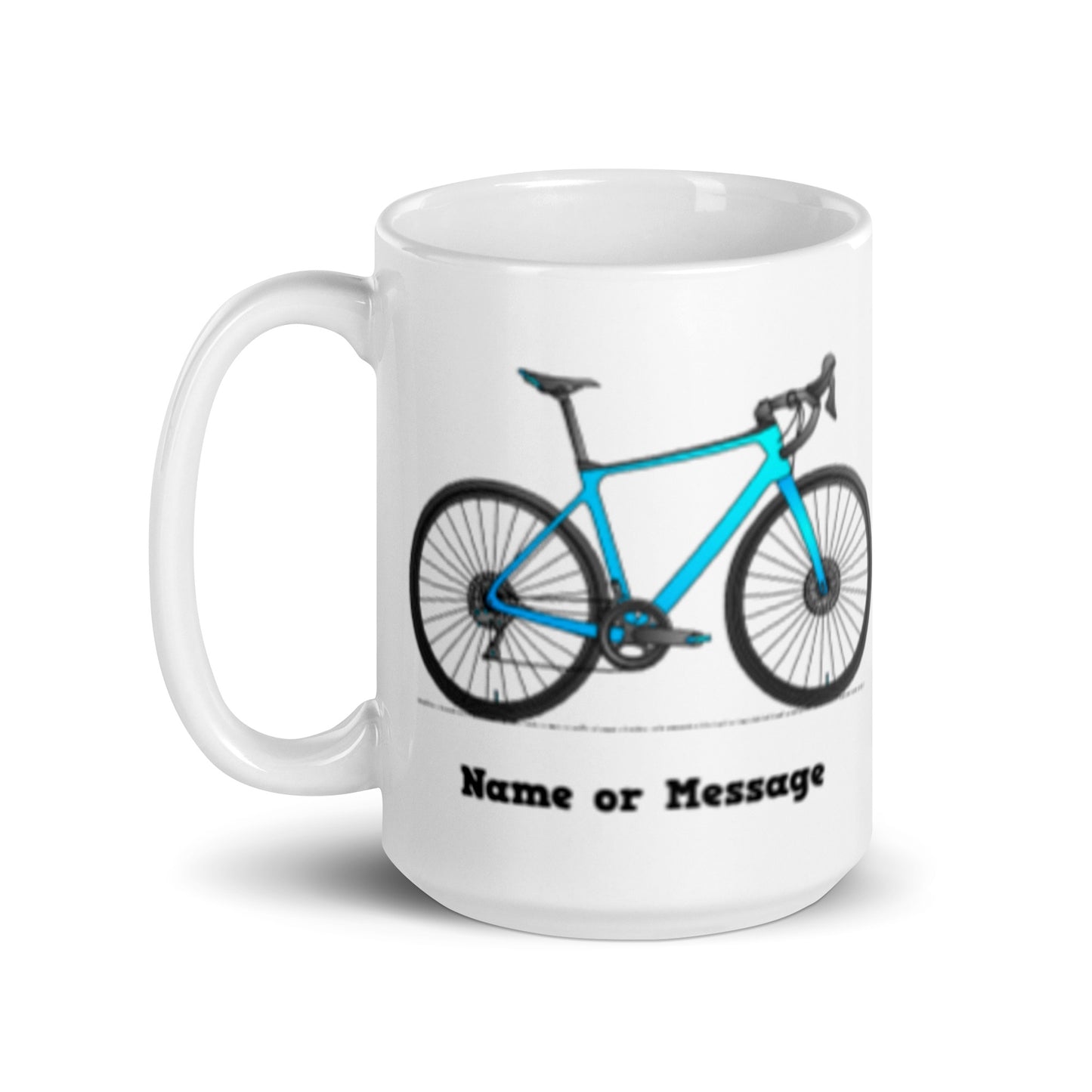 Ceramic Mug with Custom Bicycle Illustration, and Name or Message