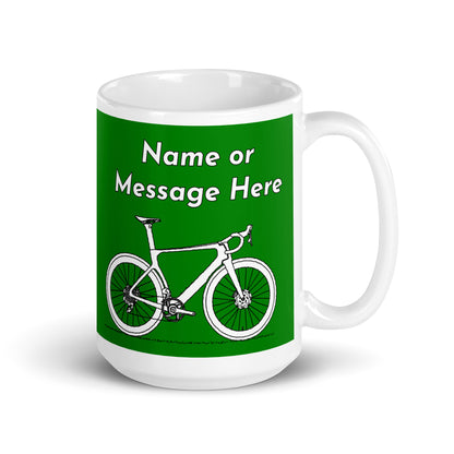 Personalised Sir Velo Bike Mug, Cyclist Green