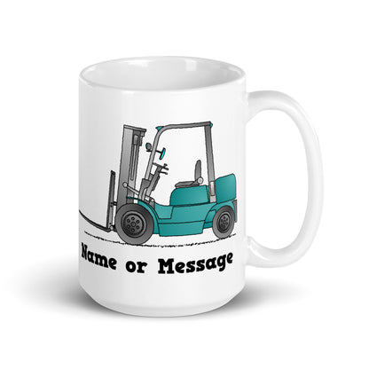 Personalized Blue Forklift Truck Mug