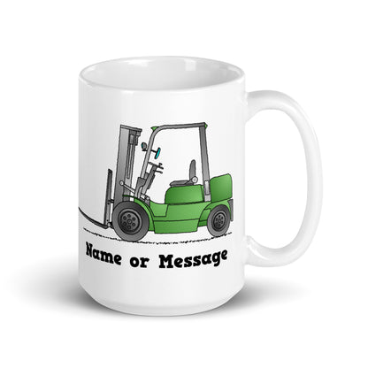 Personalized Green Forklift Truck Mug